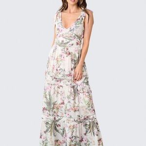 Tie Shoulder Floral Maxi Dress